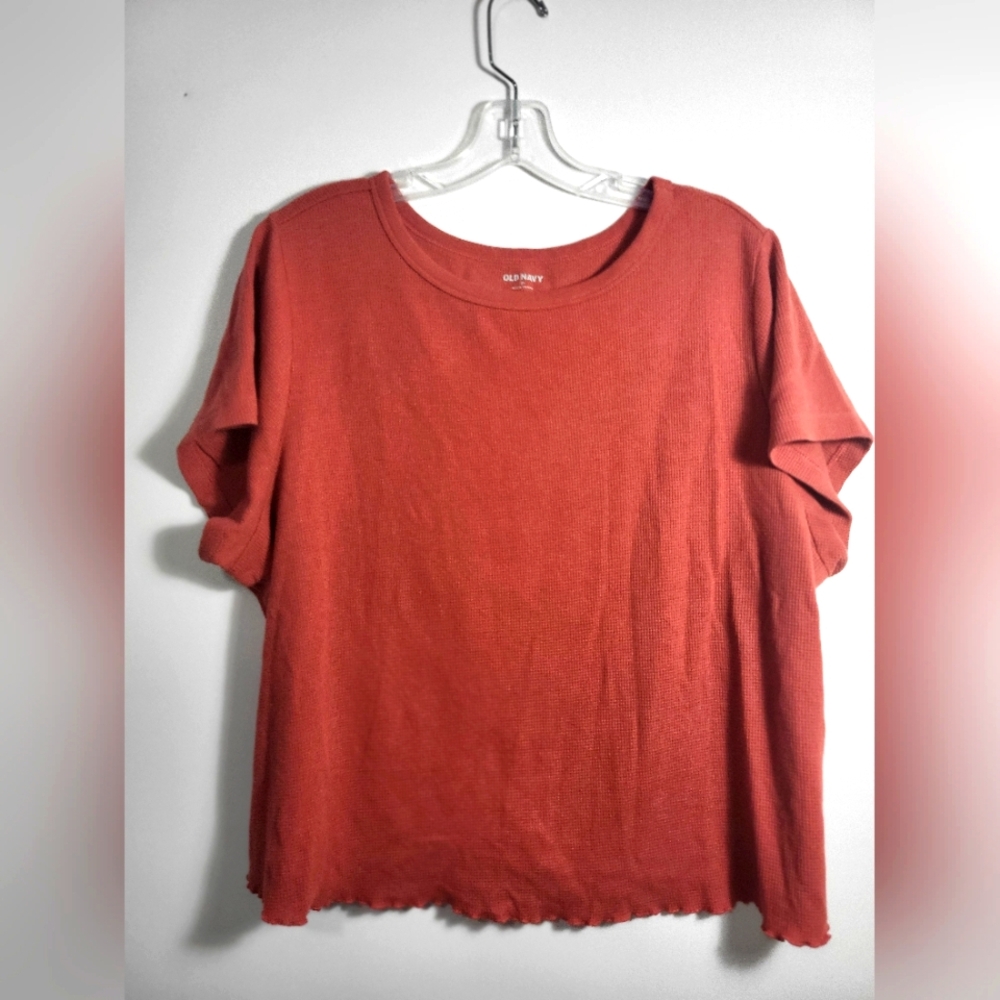 Old Navy dusty pink lettuce edge top women's 3X  #2648
